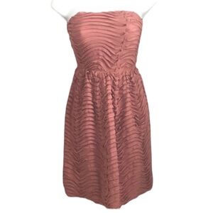 Zara Strapless Ribbon Mesh Fit & Flare Pink Dress L